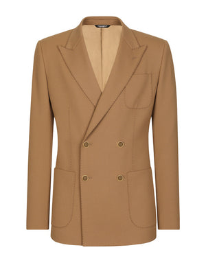 DOUBLE-BREASTED STRETCH WOOL TRICOTINE JACKET