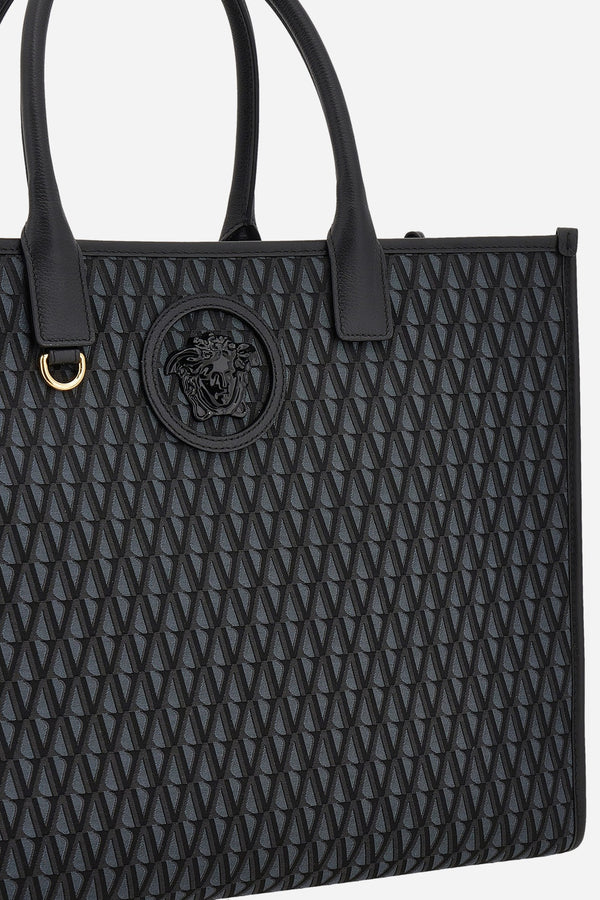 La Medusa Tote In Fabric+Calf Leather