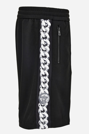 Sweatpant In Compact Techno Jersey Fabric-Chain Print Inserts