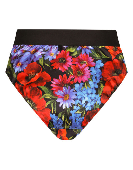 HIGH-WAISTED SATIN BRIEFS WITH MEADOW PRINT