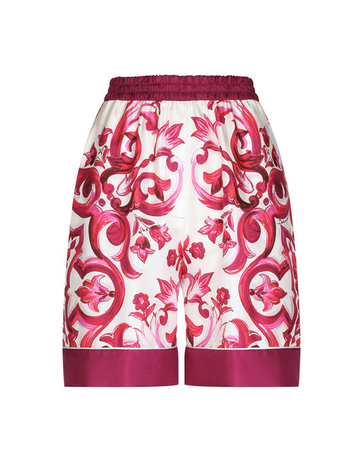 TWILL PAJAMA SHORTS WITH MAIOLICA PRINT