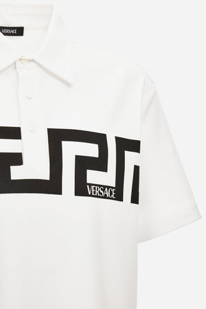 Polo In Jersey Fabric-Greca Print
