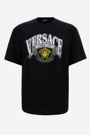 T-Shirt In Cotton Jersey Fabric + Medusa Crest Prin