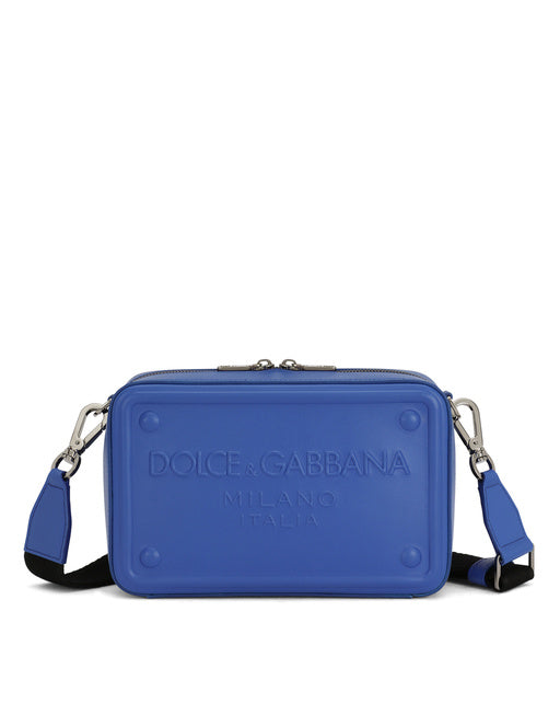 CALFSKIN LEATHER SHOULDER BAG WITH EMBOSSED LOGO
