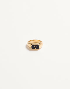 Anello Chevalier Vlogo Signature in Metallo e Smalto 
