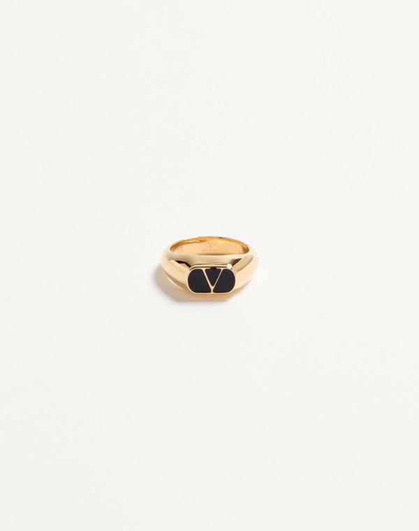 Anello Chevalier Vlogo Signature in Metallo e Smalto 