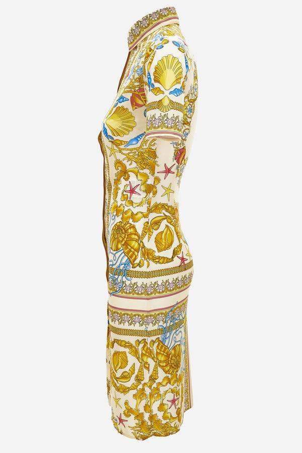 Dress In Underwater Barocco Foulard On Responsible Viscose Liquid Jersey