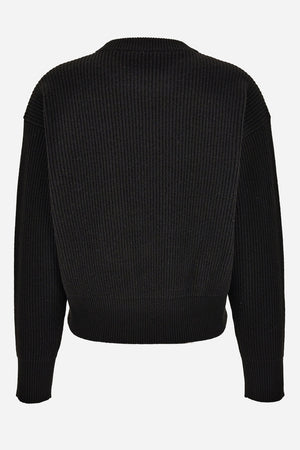 Knit Sweater In Barocco Leaf Embroidery + Sequins Leaf Rws Wool