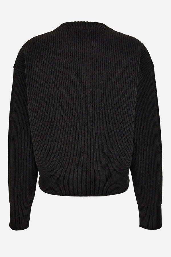 Knit Sweater In Barocco Leaf Embroidery + Sequins Leaf Rws Wool