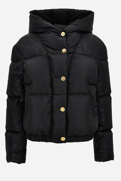 Padded Jacket In Nylon + Ibiscus All Over Print Details