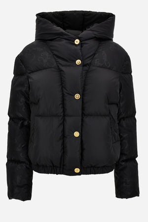 Padded Jacket In Nylon + Ibiscus All Over Print Details