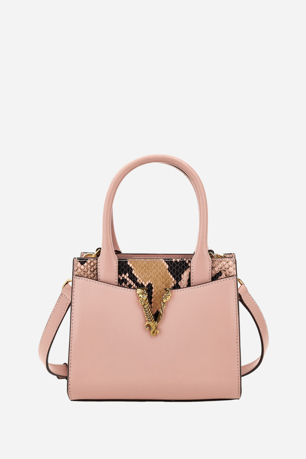 Virtus Top Handle In Calf Leather-Printed Python