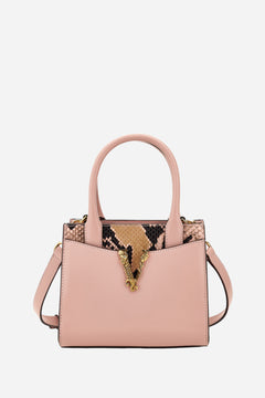 Virtus Top Handle In Calf Leather-Printed Python