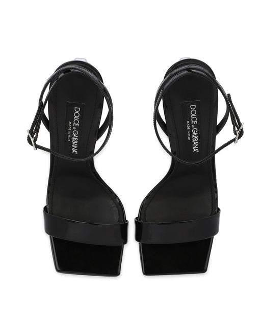 PATENT LEATHER SANDALS WITH 3.5 HEEL