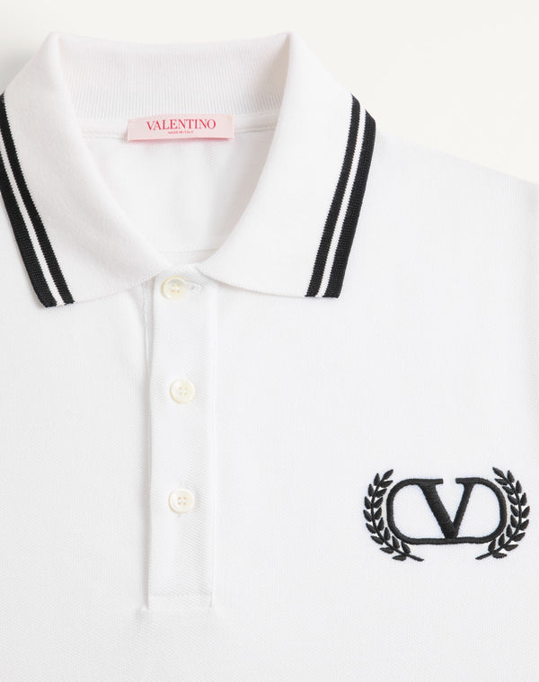 Polo In Piquet Di Cotone Con Ricamo Maison Valentino