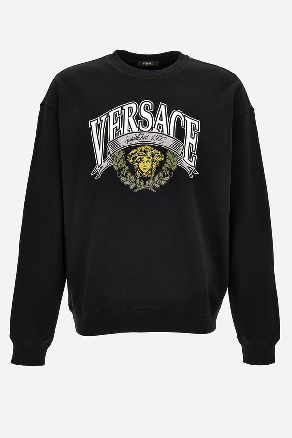 Sweatshirt In Non-Brushed Sweatshirt Fabric + Medusa Crest Print
