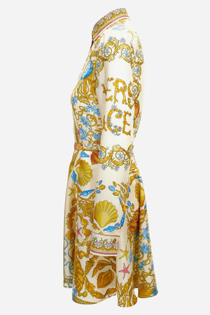 Dress In Underwater Barocco Foulard On Silk Twill