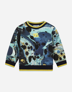 ROUND-NECK JERSEY SWEATSHIRT WITH MARBLED PRINT