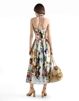 MIDI SKIRT WITH FLOWER BOUQUET PRINT
