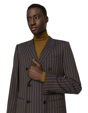 DOUBLE-BREASTED PINSTRIPE WOOL MARTINI-FIT JACKET