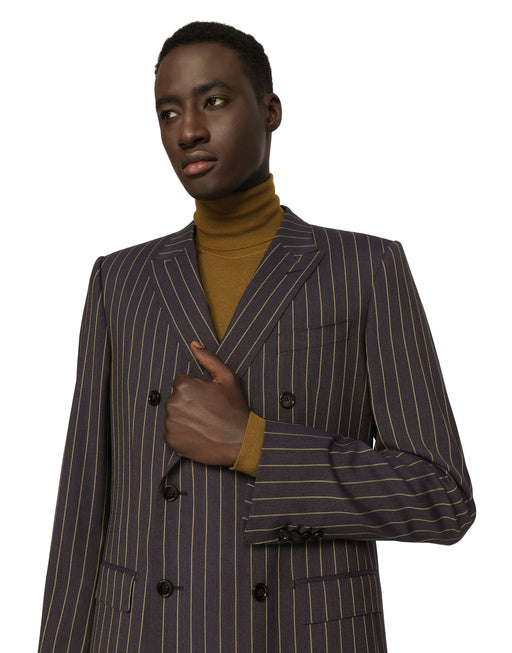 DOUBLE-BREASTED PINSTRIPE WOOL MARTINI-FIT JACKET