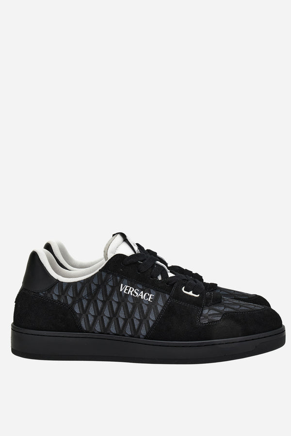 New Basket Sneakers In Suede+Jacquard V+Calf Leather