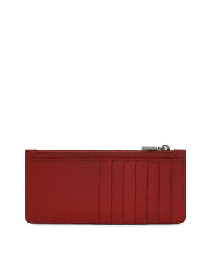 VERTICAL DAUPHINE CALFSKIN CARD HOLDER WITH BRANDED PLATE