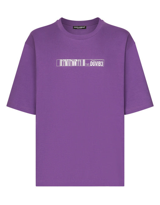 COTTON JERSEY T-SHIRT WITH DGVIB3 PRINT AND LOGO