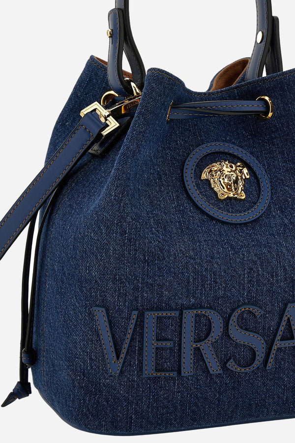 La Medusa Bucket In Denim-Calf Leather
