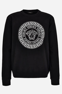 Sweatshirt In Non-Brushed Sweat Fabric-Medusa Versace Greca Print