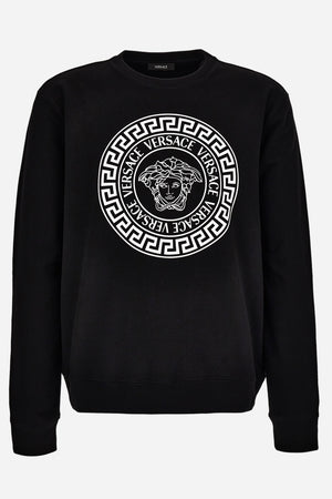 Sweatshirt In Non-Brushed Sweat Fabric-Medusa Versace Greca Print