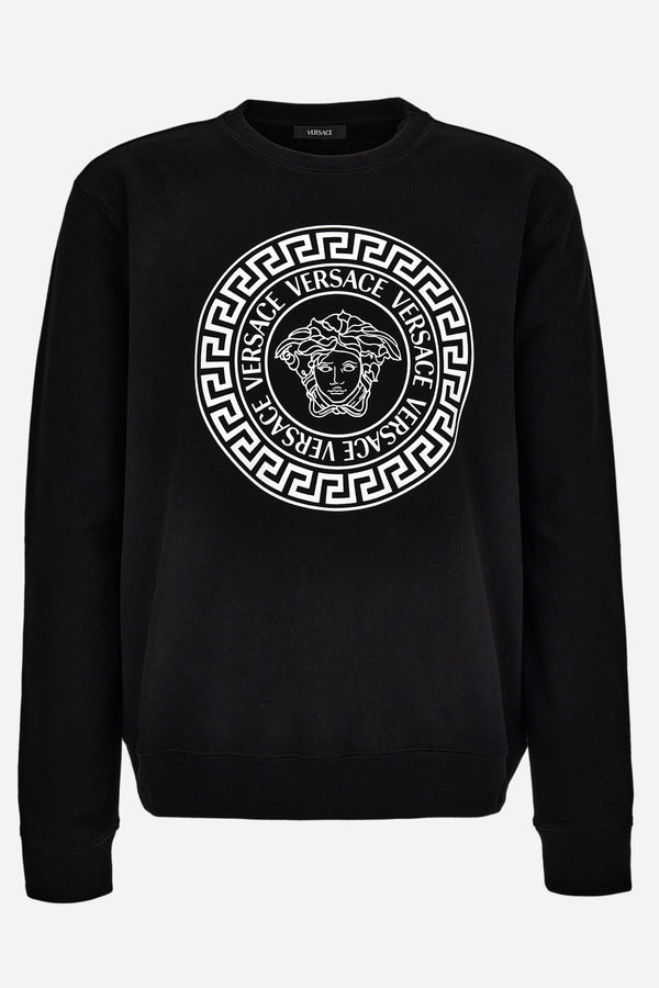 Sweatshirt In Non-Brushed Sweat Fabric-Medusa Versace Greca Print