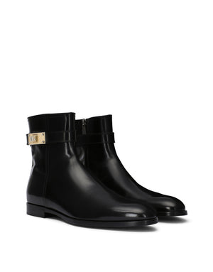 BRUSHED CALFSKIN ANKLE BOOTS