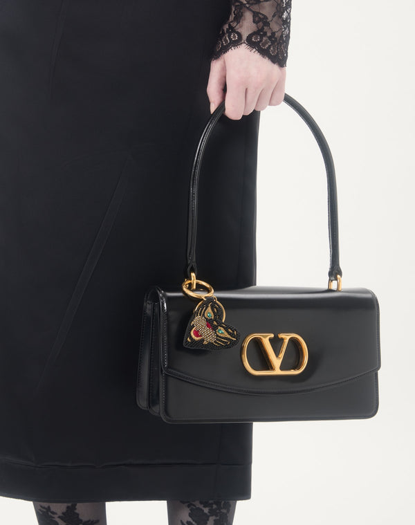 Charm Per Borse Con Portachiavi Vg Coeur De Chat In Nappa, Perline E Cristalli