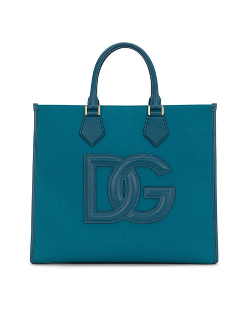 CANVAS SHOPPER WITH CALFSKIN NAPPA DETAILS