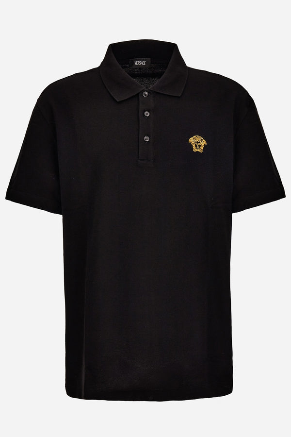 Polos In Piquet Fabric-Medusa Embroidery