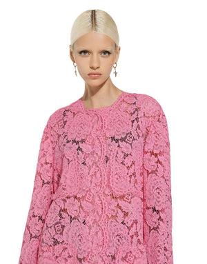 FLORAL CORDONETTO LACE LOGO COAT
