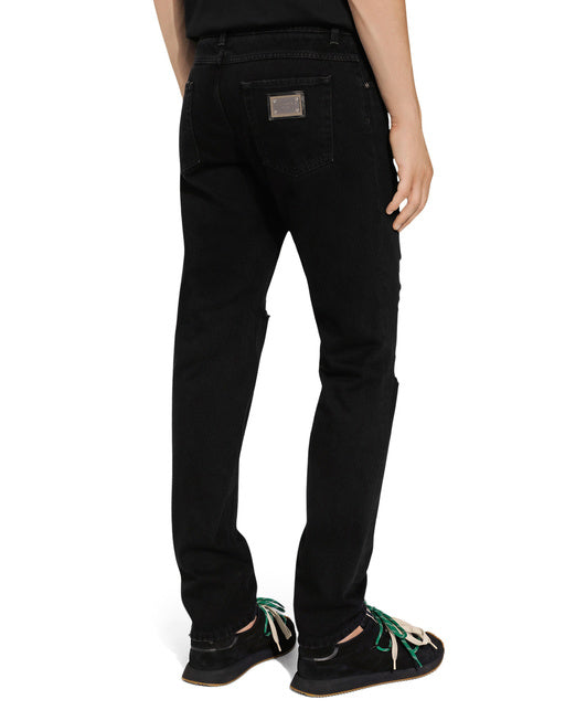 REGULAR-FIT DENIM JEANS WITH RIPS