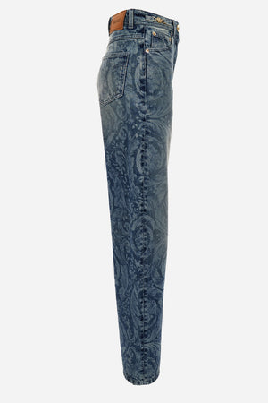 Pant Denim In Blue With Barocco Laser
