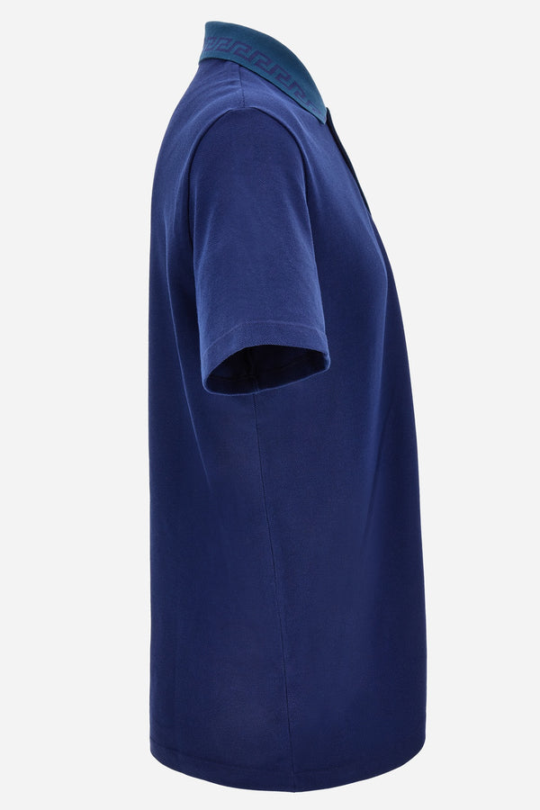 Polo In Piquet Fabric - Greek Key Collar