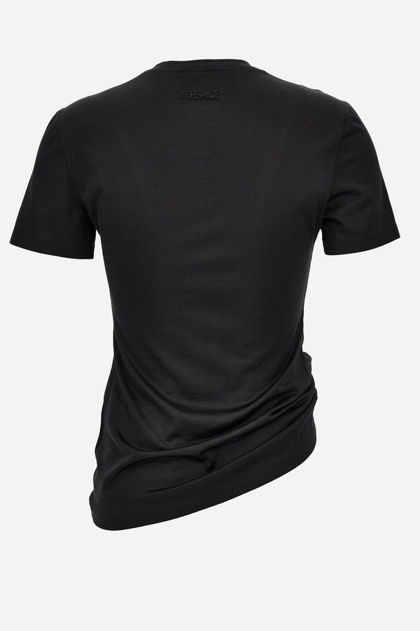 T-Shirt In Versace Logo Silk Yd Cotton Mix Jersey