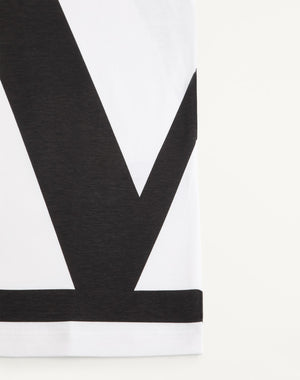 T-Shirt In Cotone Con V Logo Signature