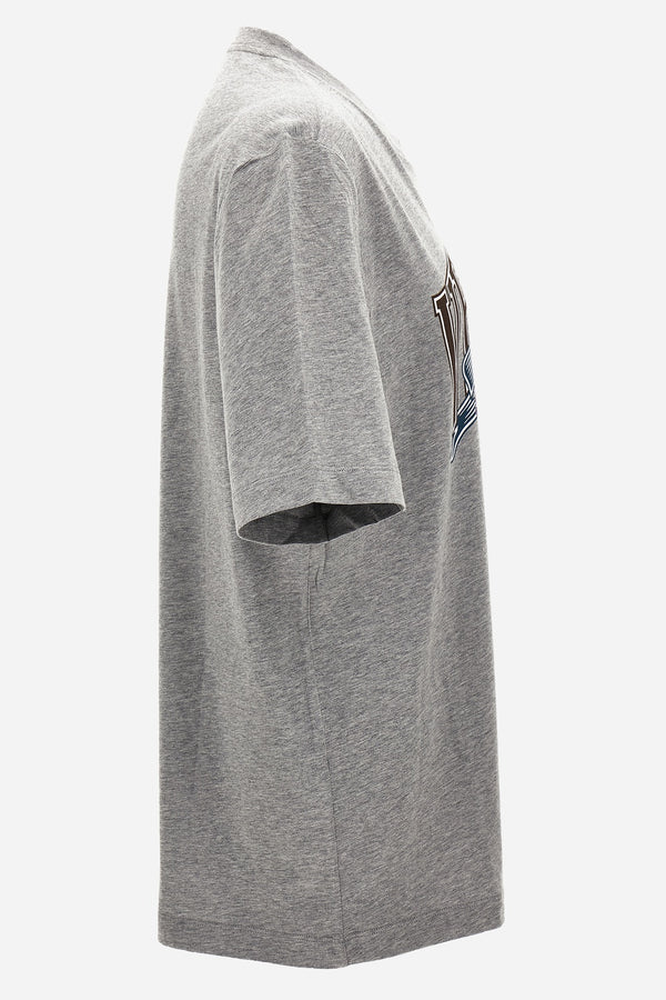 T-Shirt In Cotton Jersey Fabric + Medusa Crest Prin