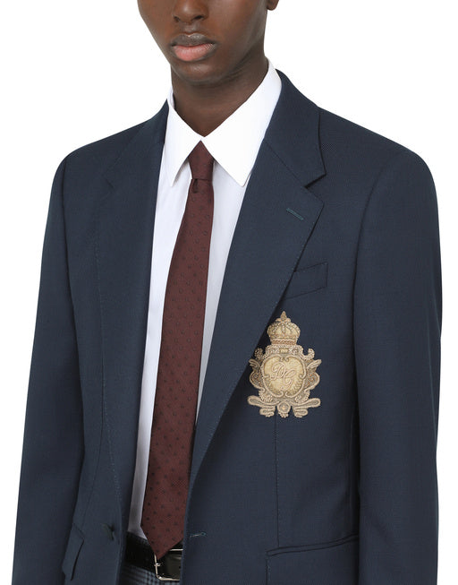SILK AND WOOL PORTOFINO JACKET WITH PATCH EMBELLISHMENT