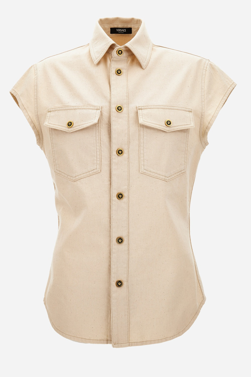 Shirt Denim In Lightweight Ecru Denim With Rinsed Stop
