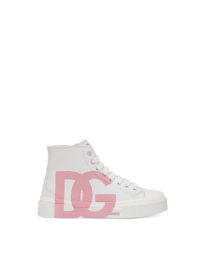CALFSKIN PORTOFINO HIGH-TOP SNEAKERS WITH DG LOGO