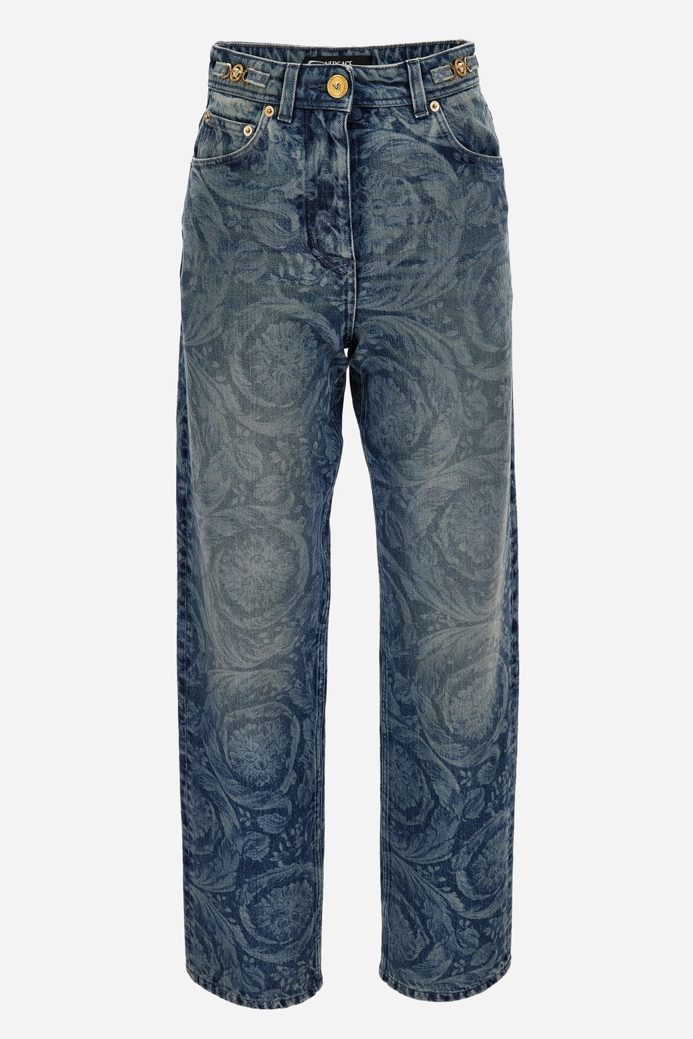 Pant Denim In Blue With Barocco Laser