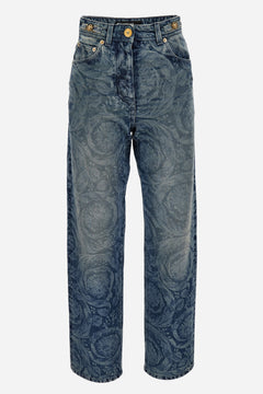 Pant Denim In Blue With Barocco Laser