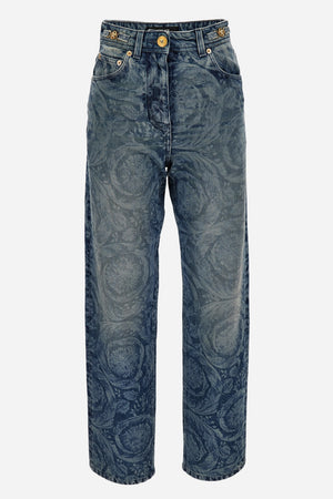 Pant Denim In Blue With Barocco Laser