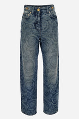 Pant Denim In Blue With Barocco Laser